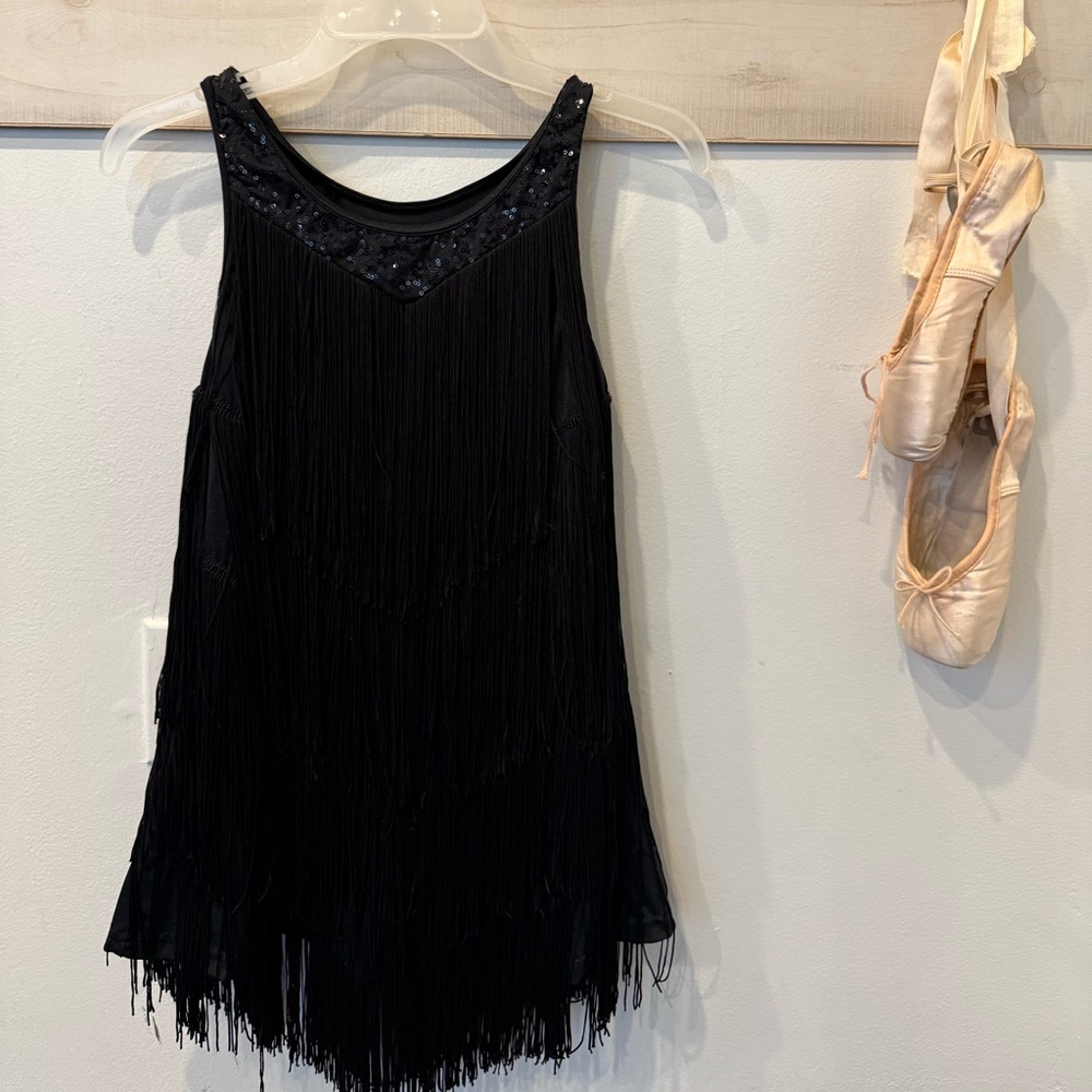 Balera Weissman Fringe & Sequin dress, jazz tap, dance performance, black, XLC - Picture 6 of 6